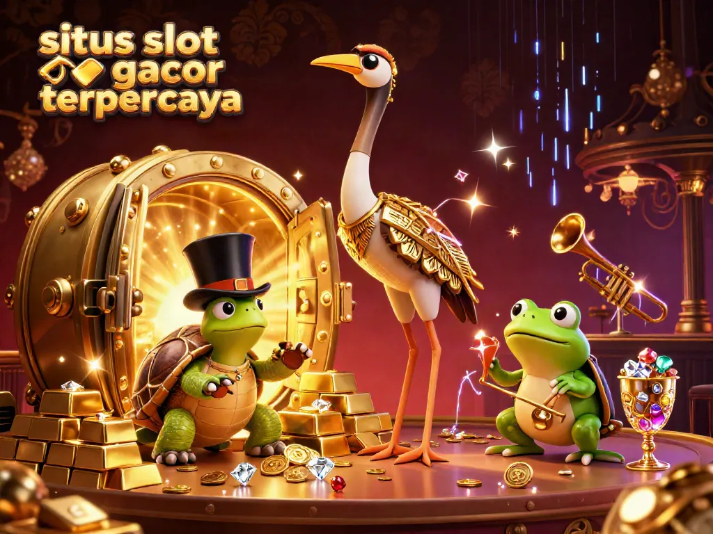 A vibrant illustration of characters celebrating at a speakeasy bar with a focus on situs slot gacor terpercaya.