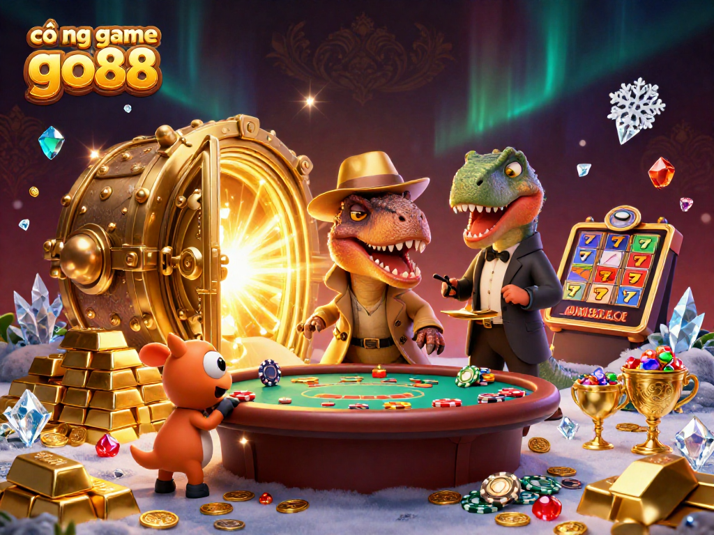 Experience the vibrant thrills of cổng game go88 with playful characters at a lively blackjack table.