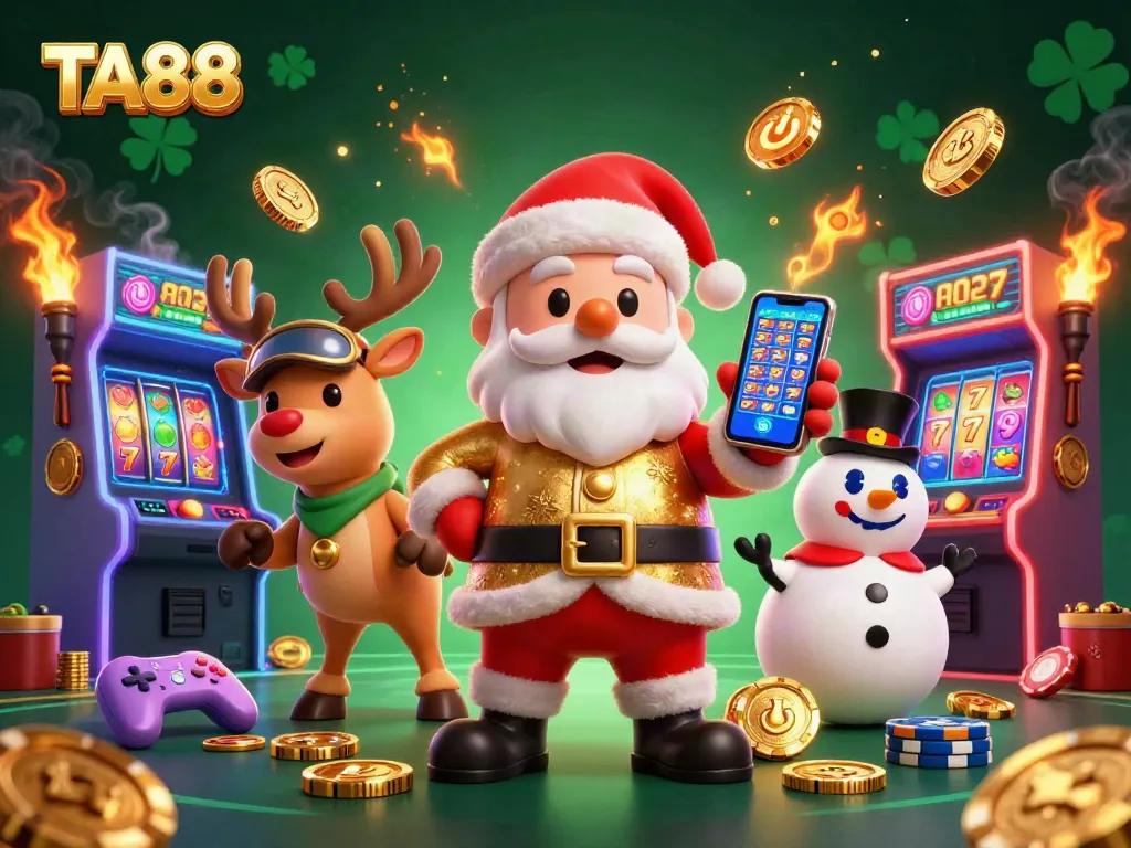 Spin to win big at TA88 with Santa and friends amidst colorful casino games!