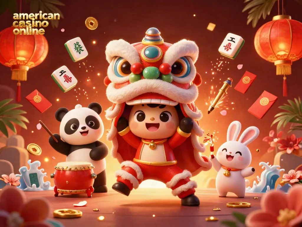 Experience thrilling gaming with american casino online's vibrant 3D scene filled with dynamic characters and elements.