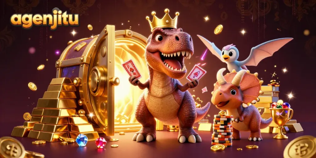 Pemain judi bermain dengan agenjitu saat dinosaur kecil berusaha mengumpulkan chip emas.