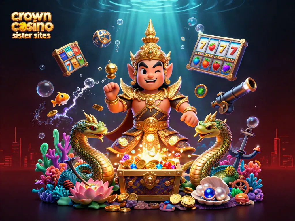Engage with exciting crown coins casino sister sites through dynamic gaming elements and vibrant illustrations.