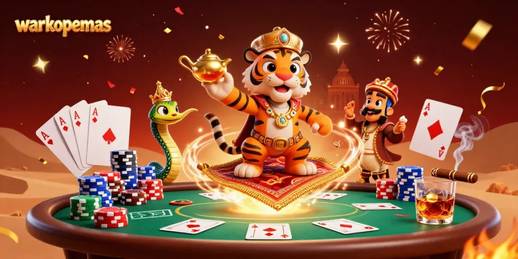 Menangkan permainan di warkopemas dengan ilustrasi 3D kasino yang meriah dan penuh detail.