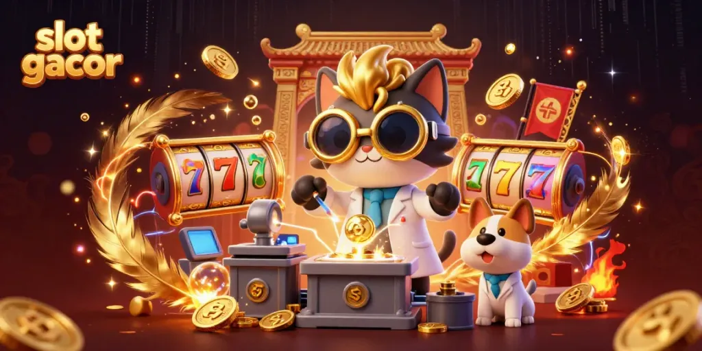 Menangkan slot gacor dengan ilusi ilmiah kucing dan anjing di lab yang penuh petasan dan koin emas.