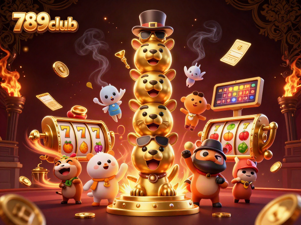 Engage with 789club through vibrant slot games featuring a golden totem and dynamic casino elements.