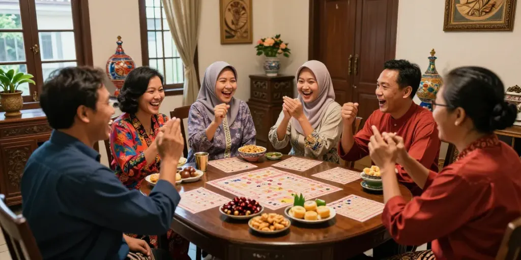 Cultural celebration of Nyonya 4D in a vibrant Peranakan home with festive games and traditional snacks.