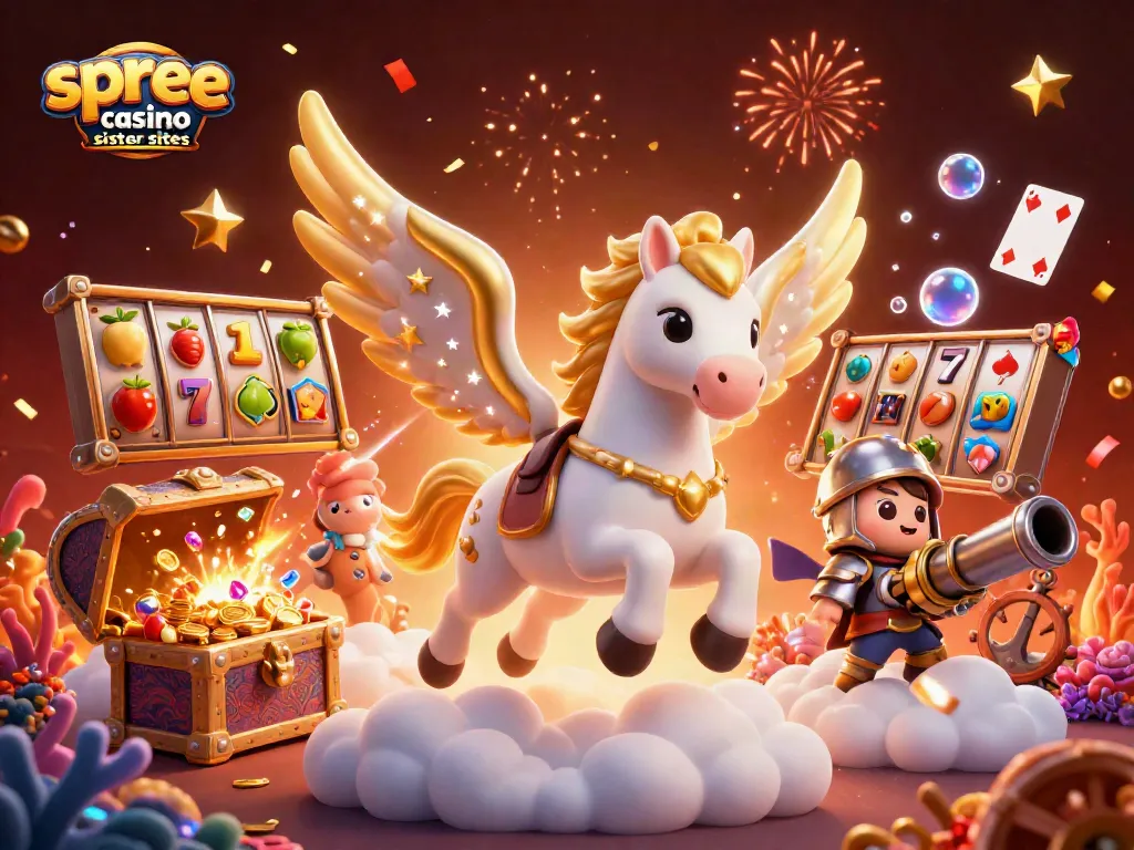 Experience thrilling fun with spree casino sister sites in this dynamic 3D casino scene.