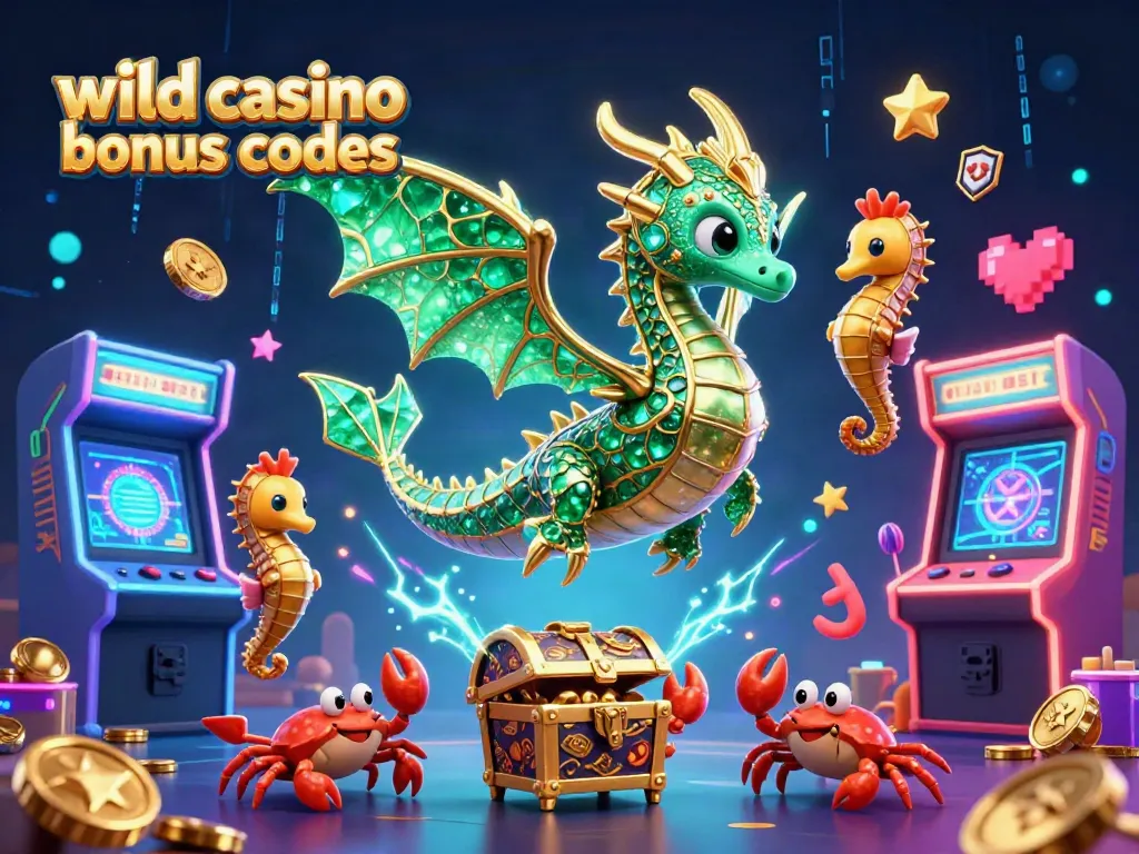 Experience wild casino bonus codes through vibrant casino-themed characters and elements in a dazzling scene.