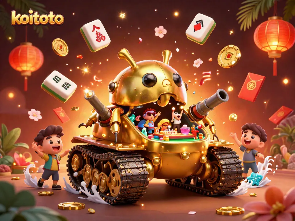 Koitoto captures the excitement of slot games with an animated 3D golden beetle tank casino scene