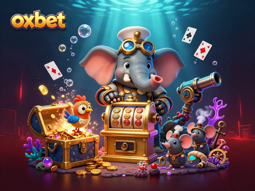 Experience winning at Oxbet with vibrant 3D casino illustrations of steampunk character gaming.