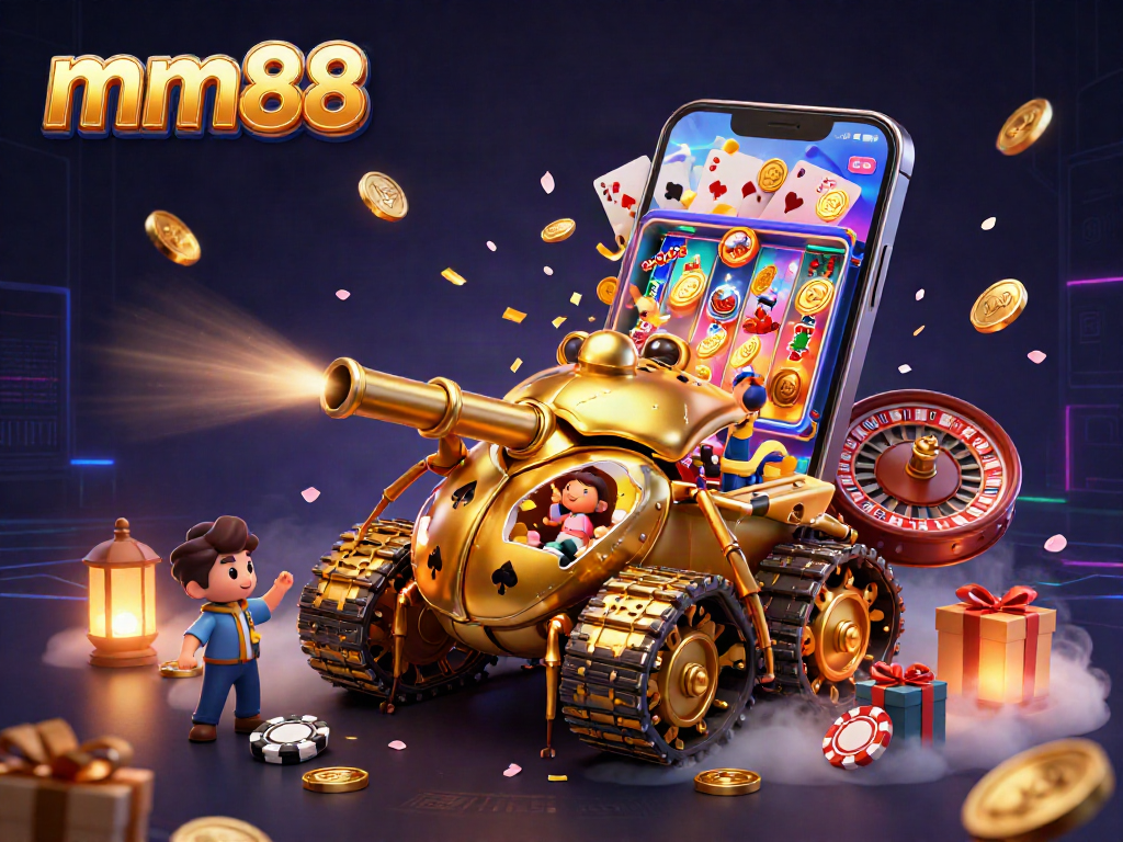 Enjoy thrilling gameplay with mm88 at a vibrant animated casino scene featuring games and excitement!