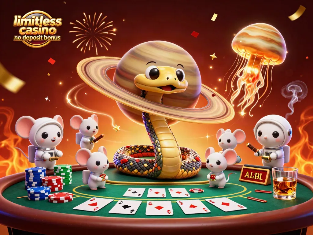 Experience the thrill of the limitless casino no deposit bonus with astronaut mice betting in a cosmic roulette.