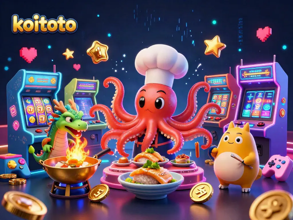 Koitoto offers exhilarating gaming experiences with vibrant characters showcasing exciting slots and arcade elements.