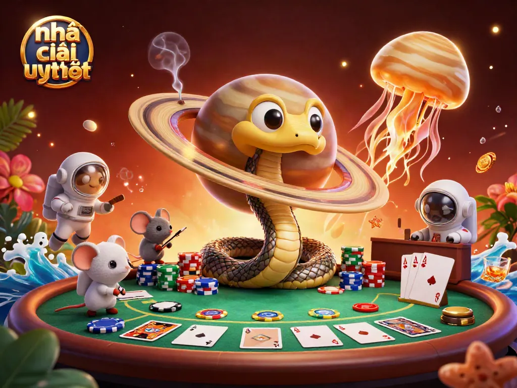 Place bets in ultramodern cosmic casino scene showcasing Nhà cái uy tín characters and elements.