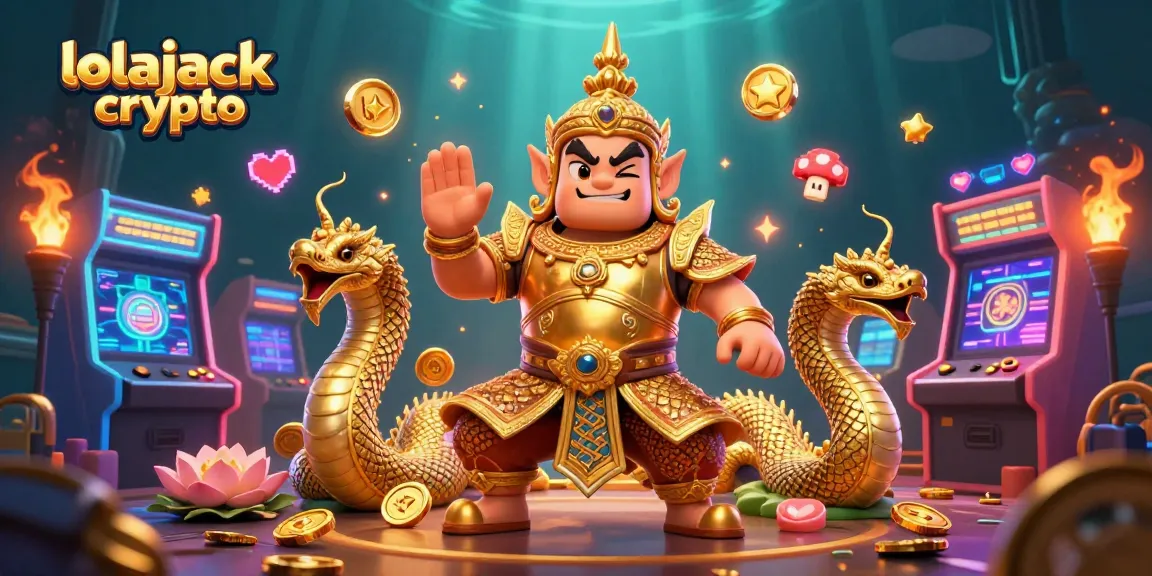 Experience lolajack crypto through a vibrant casino-themed 3D illustration with engaging game elements.