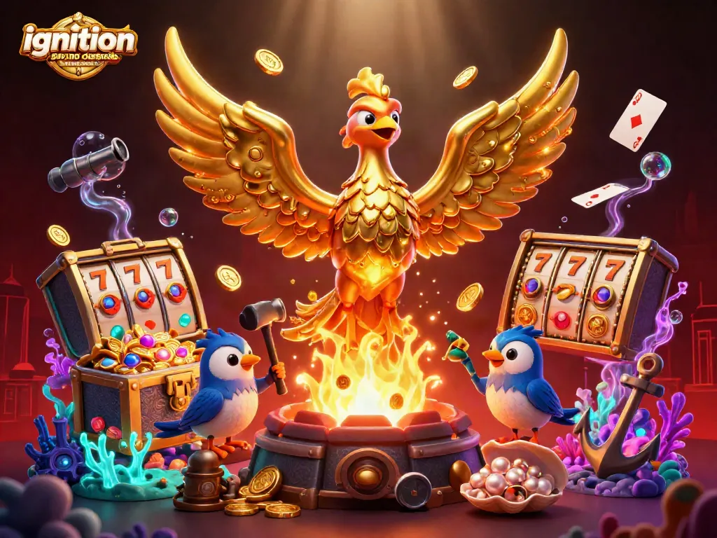 Win big with ignition casino $100 no deposit bonus codes as golden phoenix emerges from a vibrant casino scene.