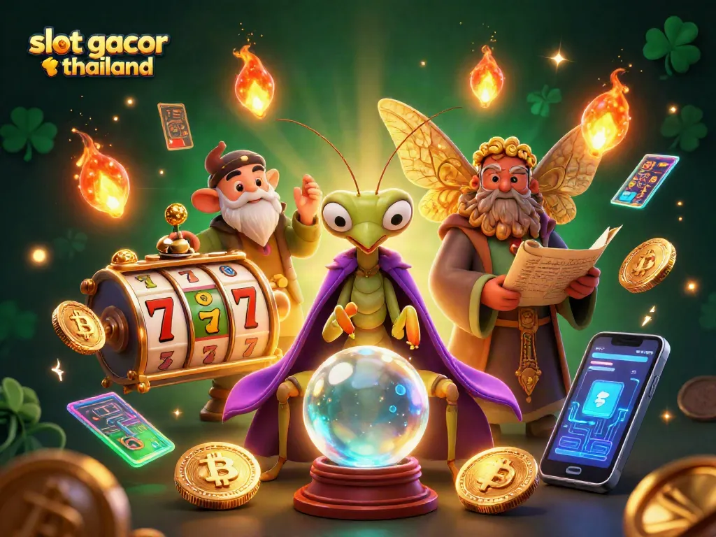 Win big with slot gacor thailand in this magical 3D casino scene featuring unique characters and vibrant elements.