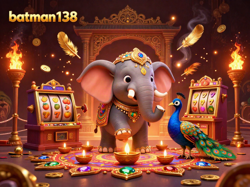 Experience batman138 slot excitement with stunning characters and vibrant elements in a colorful casino scene.