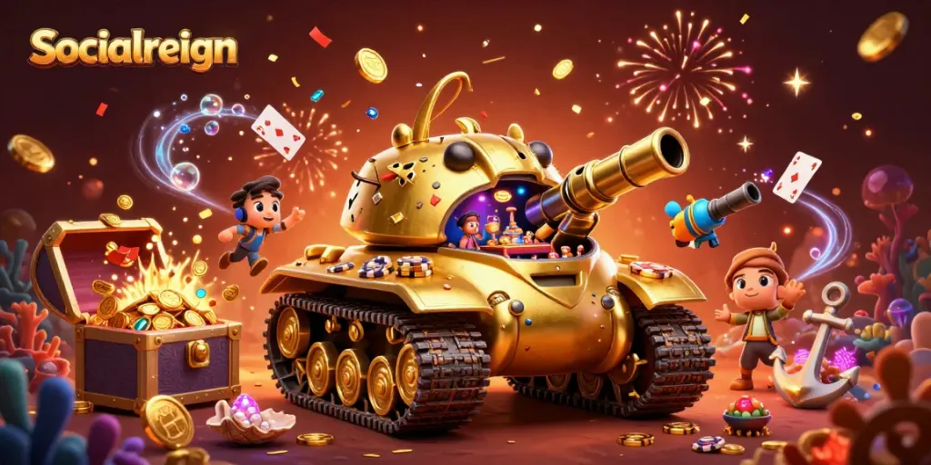 Win big at socialreign as you spin colorful casino reels amidst treasure-filled adventures.