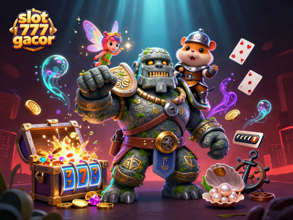 Experience the thrill of slot 777 gacor in a dynamic, magical 3D casino scene.